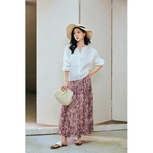 瑪氏嘉敏 新品 真絲印花半身裙 8片式優雅霛動飄逸感真絲裙652086