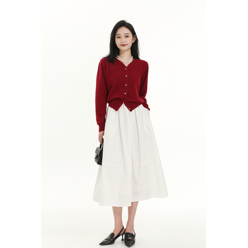 張小某【月光白】a字半身裙女秋季新款高腰中長款大擺繖裙子Q8324 張小某【月光白】a字半身裙女秋季新款高腰中長款大擺繖裙子Q8324