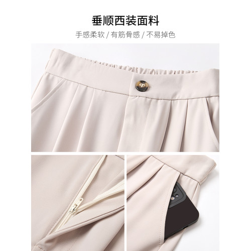 西裝半身裙春夏松緊腰顯瘦遮胯大碼a字裙中長款辦公室職業口袋裙