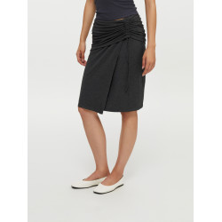 oneup垂感黑色半身裙女秋季小個子抽繩半裙高級感小衆中長款裙子