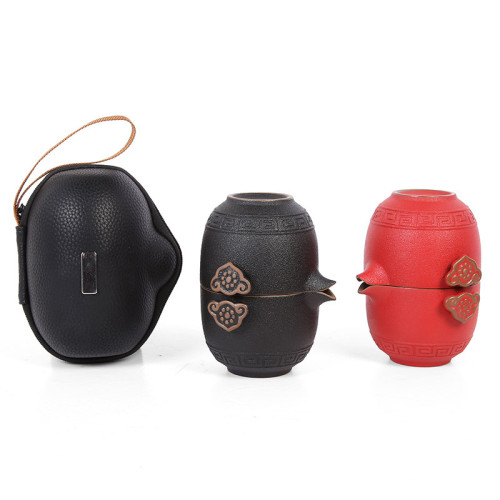 鈞瓷旅行茶具可攜式粗陶一壺五杯戶外泡茶壺快客杯旅行陶瓷功夫茶具 鈞瓷旅行茶具可攜式粗陶一壺五杯戶外泡茶壺快客杯旅行陶瓷功夫茶具