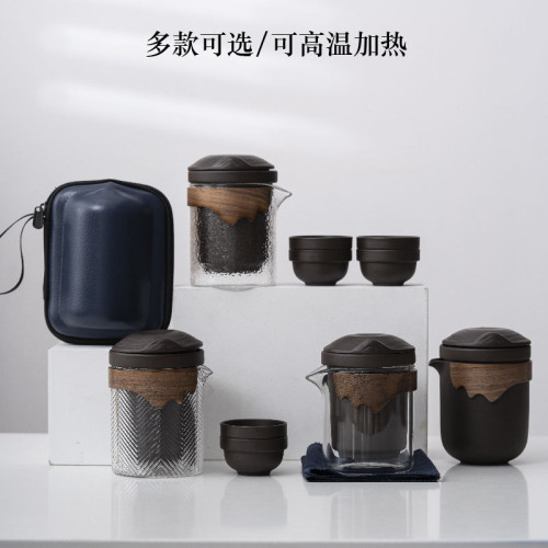 可攜式快客旅行茶具粗陶一壺四杯紫砂六杯玻璃壺小套裝廣告禮品 可攜式快客旅行茶具粗陶一壺四杯紫砂六杯玻璃壺小套裝廣告禮品