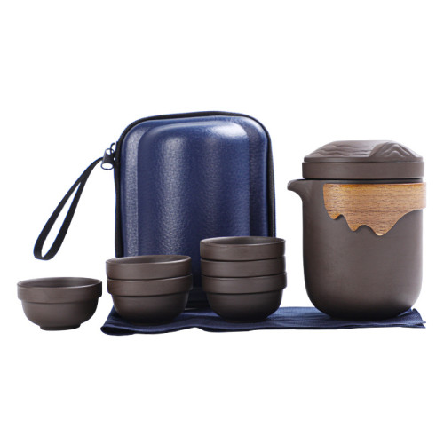 可攜式快客旅行茶具粗陶一壺四杯紫砂六杯玻璃壺小套裝廣告禮品 可攜式快客旅行茶具粗陶一壺四杯紫砂六杯玻璃壺小套裝廣告禮品