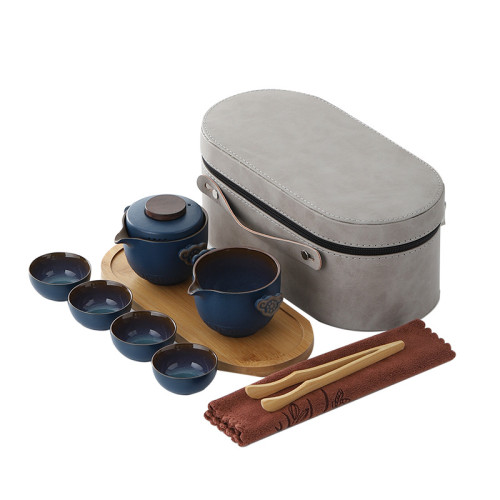 可攜式戶外露營旅行茶具套裝一壺四杯鈞瓷快客杯商務禮品 可攜式戶外露營旅行茶具套裝一壺四杯鈞瓷快客杯商務禮品