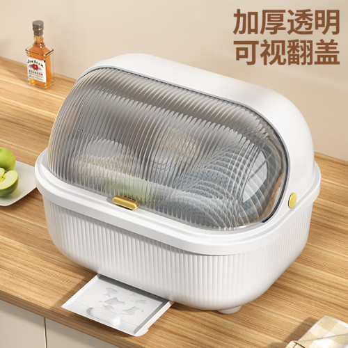 碗筷餐具收納盒家用特大號帶蓋防塵碗碟瀝水架廚房置地式瀝水碗架