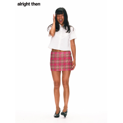 alright then低腰真絲棉紡格紋半裙防走光超短裙