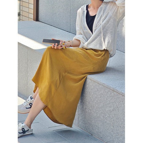 輕城蘇小糖|霧面裙 垂感天絲半身裙女夏高腰顯瘦百搭中長款直筒裙