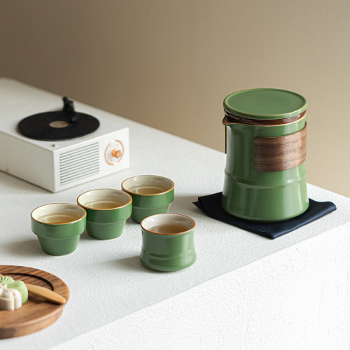 幾歡端午旅行茶具套裝陶瓷快客杯一壺四杯家用戶外可攜式功夫茶具 幾歡端午旅行茶具套裝陶瓷快客杯一壺四杯家用戶外可攜式功夫茶具