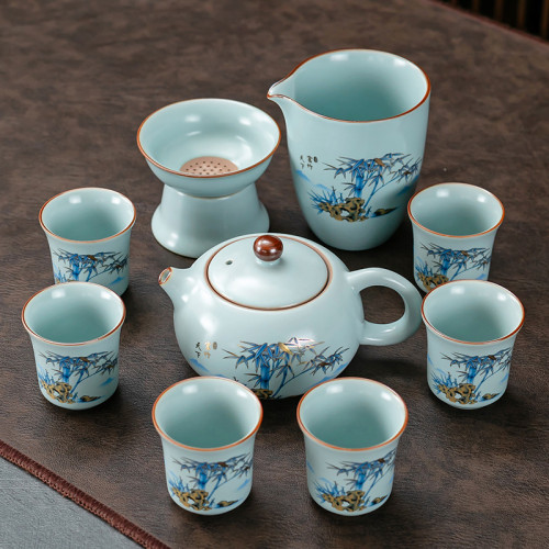 整套汝窰功夫茶具西施壺套裝簡約陶瓷泡茶杯辦公家用套裝 整套汝窰功夫茶具西施壺套裝簡約陶瓷泡茶杯辦公家用套裝