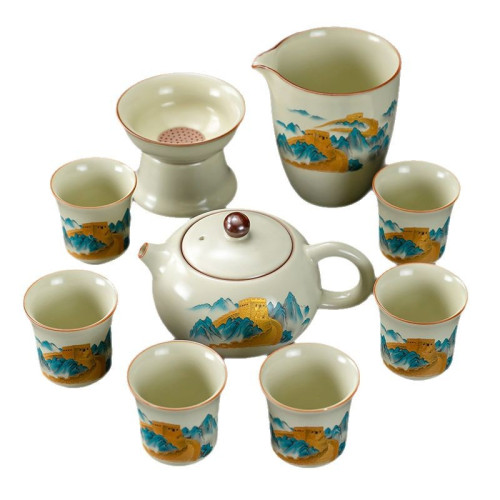 整套汝窰功夫茶具西施壺套裝簡約陶瓷泡茶杯辦公家用套裝 整套汝窰功夫茶具西施壺套裝簡約陶瓷泡茶杯辦公家用套裝