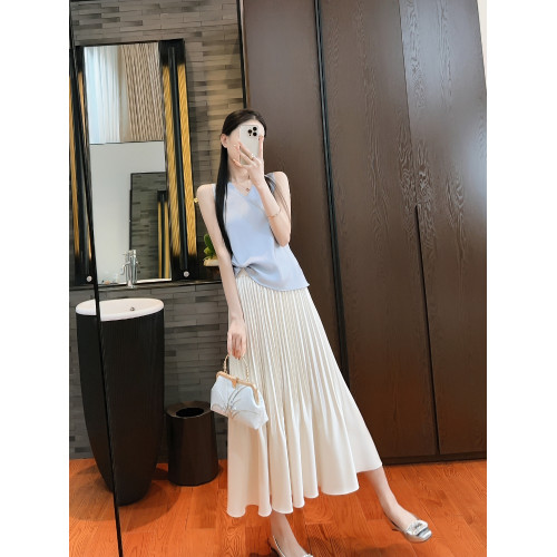 YOU SEE/柚見 顔值爆表！優雅氣質~醋酸緞面靈動松緊高腰半身裙女