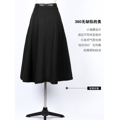 繖裙半身裙女法式赫本風高腰黑色半裙西裝a字遮胯長裙春夏高級感