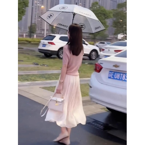 高級動感哥弟夏季新款高腰流光紗a字半身裙女桑蠶絲飄逸中長裙子