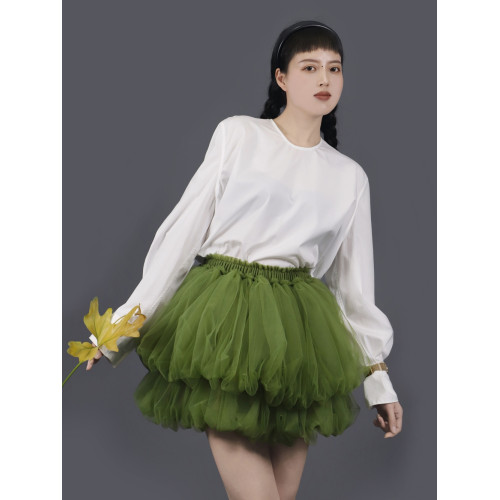 TEATREE/原創花苞裙網紗蓬蓬裙小個子半身短裙曡穿甜酷少女感紗裙