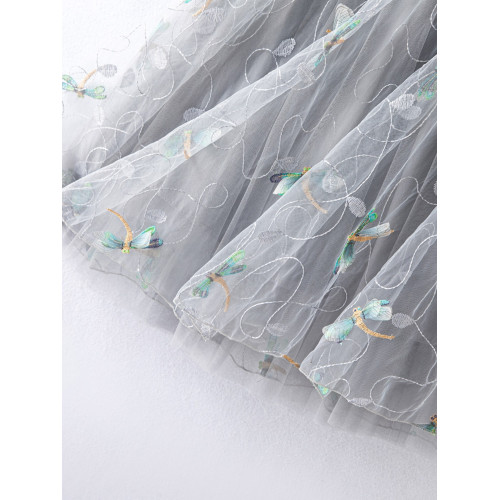 拉夏貝爾2025秋季季高級感網紗刺綉裙精緻絕美優雅高腰顯瘦半身裙 拉夏貝爾2025秋季季高級感網紗刺綉裙精緻絕美優雅高腰顯瘦半身裙