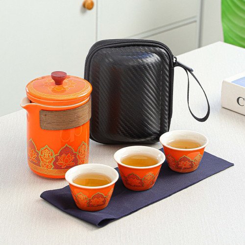 現代簡約一壺三杯戶外泡茶可攜式旅行茶具套裝收納商務禮品快客杯 現代簡約一壺三杯戶外泡茶可攜式旅行茶具套裝收納商務禮品快客杯