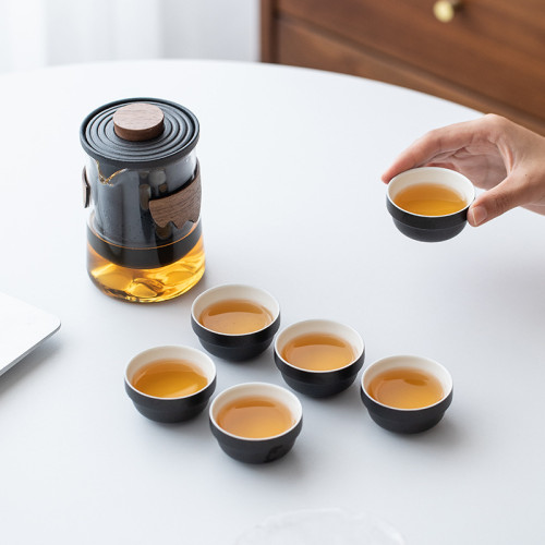 玻璃六杯旅行茶具可攜式快客杯個人隨身包套裝戶外功夫茶杯泡茶壺 玻璃六杯旅行茶具可攜式快客杯個人隨身包套裝戶外功夫茶杯泡茶壺