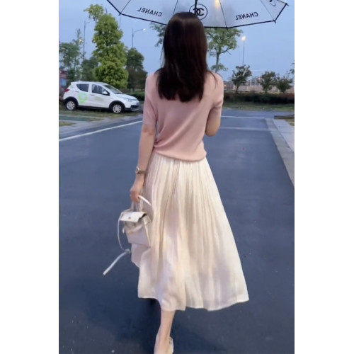 流光紗半身裙女夏季2025大碼中長款百搭顯瘦氣質繖裙子仙女百褶裙