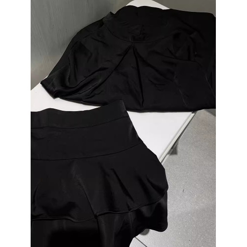 法國Rixo Cosy繆斯女神緞面上衣荷葉邊半裙兩件套裝女夏新款短裙