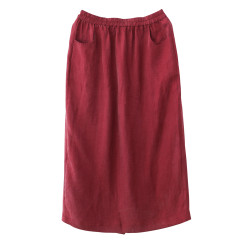 小耳出品【銅氨絲萊賽爾混紡/直筒小花苞】時尚百搭松緊腰半身裙