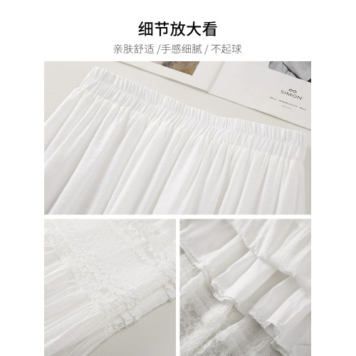 拉夏貝爾2025春夏新款今年流行爆款蕾絲拼接白色小個子蛋糕半身裙
