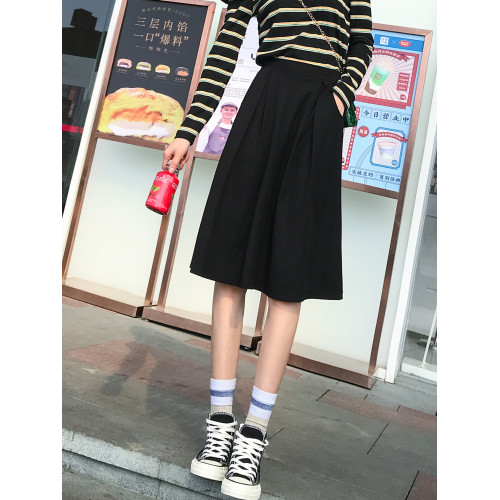 黑色半身裙女夏季中長款高腰遮胯遮肚子顯瘦百搭法式有口袋a字裙