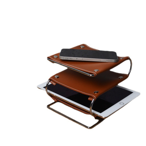 橙色皮革桌面遙控器鑰匙收納盒化妝品托盤美式客廳茶幾紙巾盒擺件 橙色皮革桌面遙控器鑰匙收納盒化妝品托盤美式客廳茶幾紙巾盒擺件