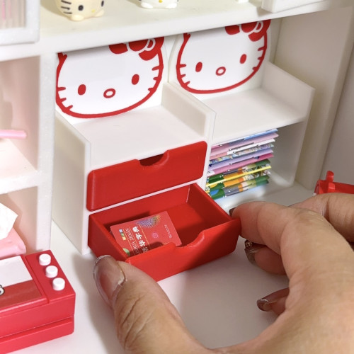 仿真迷你卡通KT多功能書架桌面置物架微縮模型 娃屋擺設拍攝道具 仿真迷你卡通KT多功能書架桌面置物架微縮模型 娃屋擺設拍攝道具