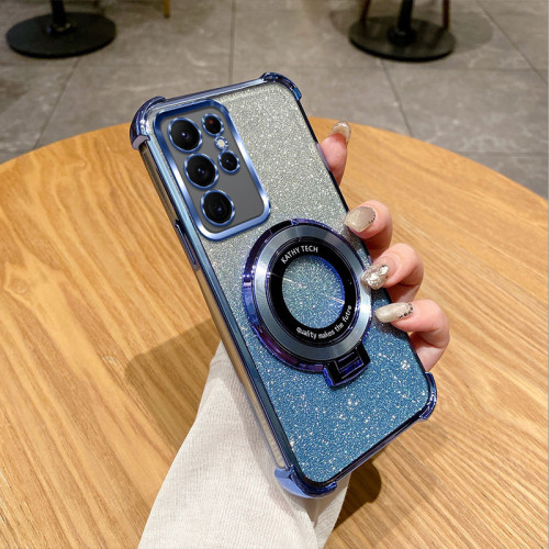 適用三星S25Ultra電鍍四角防摔手機殼S24Ultra支架S23防摔保護套 適用三星S25Ultra電鍍四角防摔手機殼S24Ultra支架S23防摔保護套