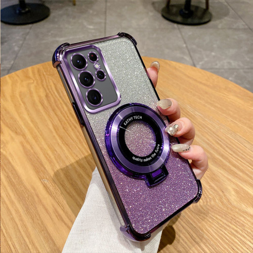 適用三星S25Ultra電鍍四角防摔手機殼S24Ultra支架S23防摔保護套 適用三星S25Ultra電鍍四角防摔手機殼S24Ultra支架S23防摔保護套