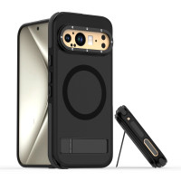 適用穀歌Pixel9Pro訊彩手機殼電鍍透明Pixel9磁吸支架防摔保護套