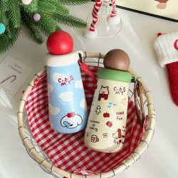高顔值不鏽鋼卡通保溫杯迷你可攜式隨手杯女學生聖誕小巧伴手禮水杯