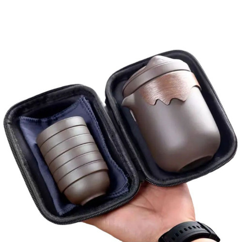 出門旅遊旅行茶具一壺四杯可攜式快客杯紫砂茶杯一人用車用旅行隨 出門旅遊旅行茶具一壺四杯可攜式快客杯紫砂茶杯一人用車用旅行隨