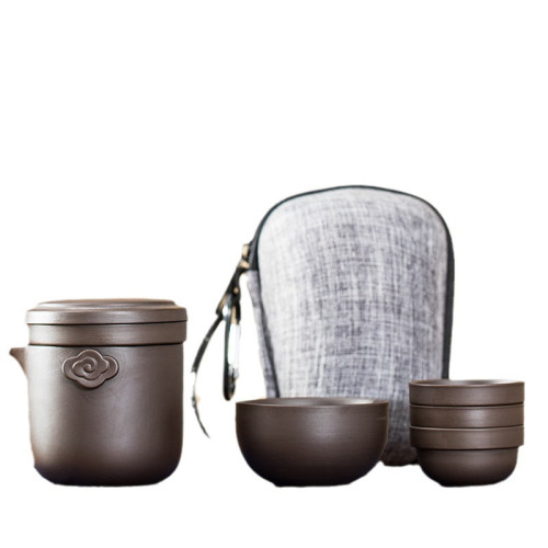 出門旅遊旅行茶具一壺四杯可攜式快客杯紫砂茶杯一人用車用旅行隨 出門旅遊旅行茶具一壺四杯可攜式快客杯紫砂茶杯一人用車用旅行隨