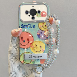 適用華爲mate60pro手機殼帶掛鏈50新款40防摔30矽膠油畫笑臉全包