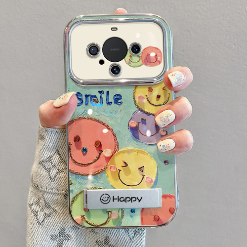 適用華爲mate60pro手機殼帶掛鏈50新款40防摔30矽膠油畫笑臉全包 適用華爲mate60pro手機殼帶掛鏈50新款40防摔30矽膠油畫笑臉全包