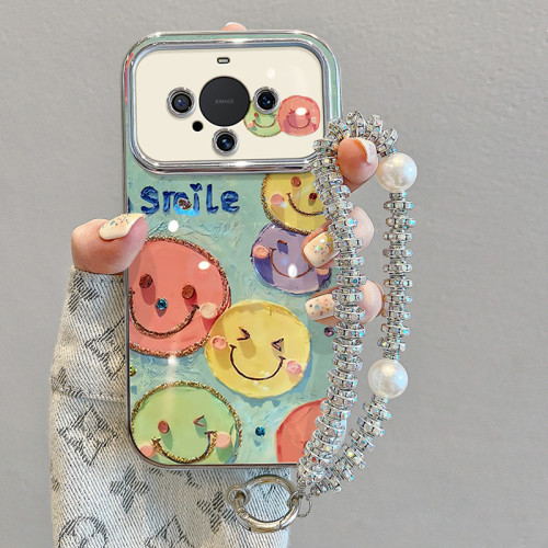 適用華爲mate60pro手機殼帶掛鏈50新款40防摔30矽膠油畫笑臉全包 適用華爲mate60pro手機殼帶掛鏈50新款40防摔30矽膠油畫笑臉全包