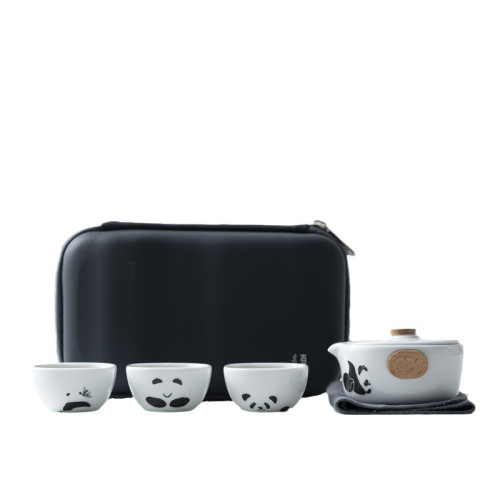熊貓旅行茶具 可攜式快客杯 一壺三杯快客杯陶瓷功夫茶具商務禮品 熊貓旅行茶具 可攜式快客杯 一壺三杯快客杯陶瓷功夫茶具商務禮品