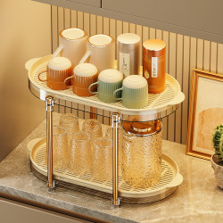 瀝水架置物架家用雙層杯架廚房瀝水托盤茶盤泡茶簡易雙層瀝水托盤