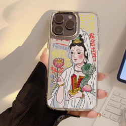 國風好運連連觀音菩薩iphone13適用14pro max蘋果手機殼12電鍍15p