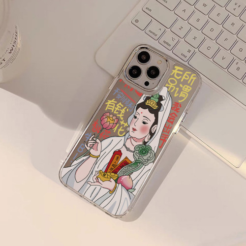 國風好運連連觀音菩薩iphone13適用14pro max蘋果手機殼12電鍍15p