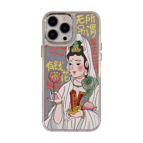 國風好運連連觀音菩薩iphone13適用14pro max蘋果手機殼12電鍍15p