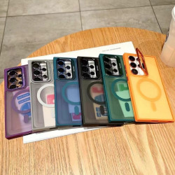 磁吸式鏡頭支架適用s24保護套+plus簡約磨砂硬三星S24Ultra手機殼