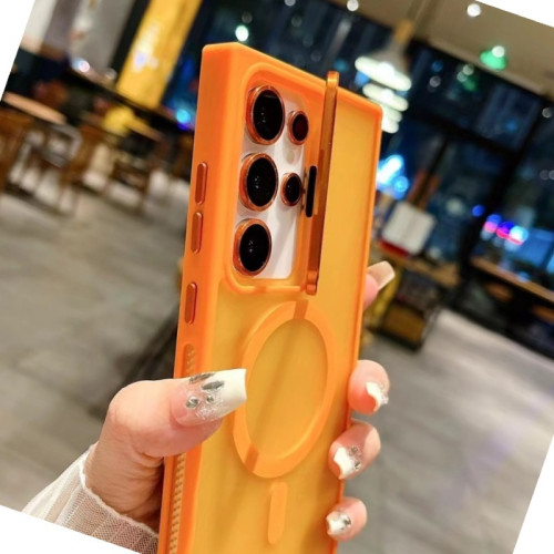 磁吸式鏡頭支架適用s24保護套+plus簡約磨砂硬三星S24Ultra手機殼