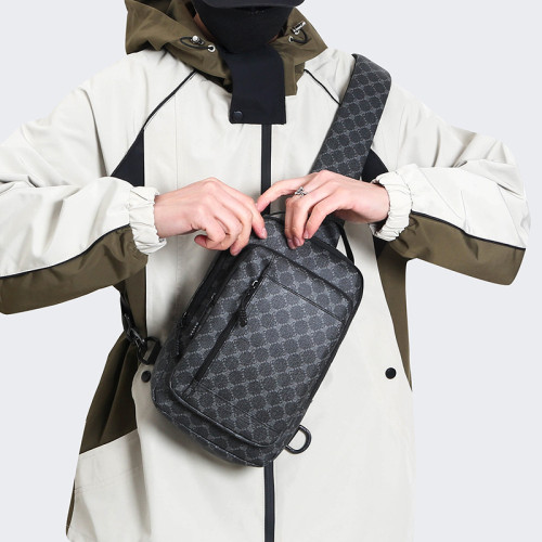 男士胸包高級感斜後背包多功能pu單肩包男戶外旅行大容量收納包 男士胸包高級感斜後背包多功能pu單肩包男戶外旅行大容量收納包