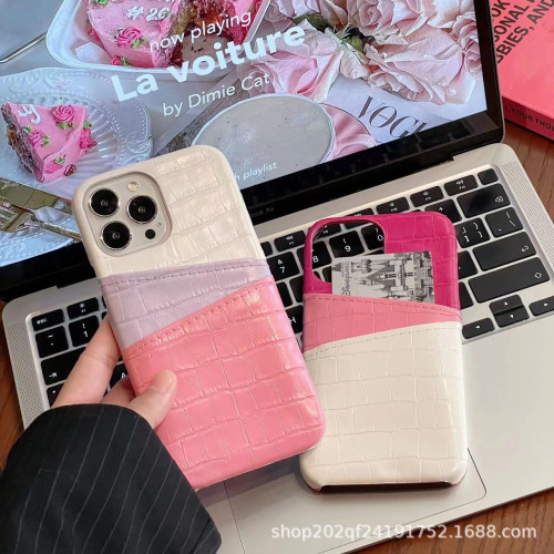 鱷魚紋插卡手機殼蘋果15promax皮質iPhone14pro半包硬殼13/12pro 鱷魚紋插卡手機殼蘋果15promax皮質iPhone14pro半包硬殼13/12pro