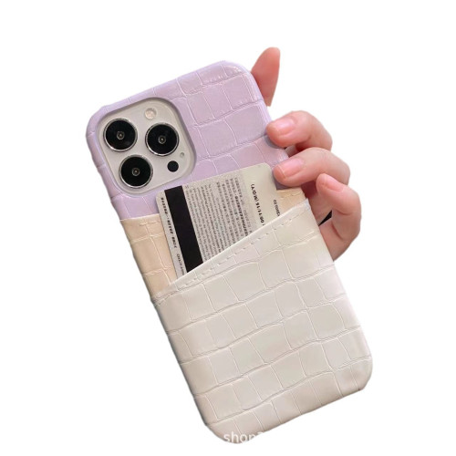 鱷魚紋插卡手機殼蘋果15promax皮質iPhone14pro半包硬殼13/12pro 鱷魚紋插卡手機殼蘋果15promax皮質iPhone14pro半包硬殼13/12pro