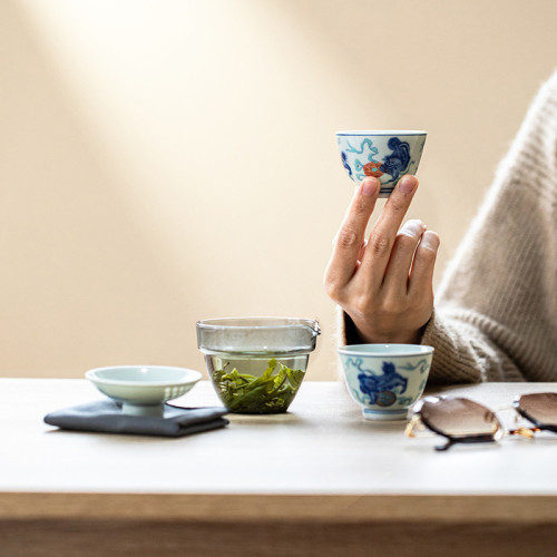 仿古青花防燙玻璃旅行茶具套裝單人戶外可攜式陶瓷快客杯一壺兩杯 仿古青花防燙玻璃旅行茶具套裝單人戶外可攜式陶瓷快客杯一壺兩杯