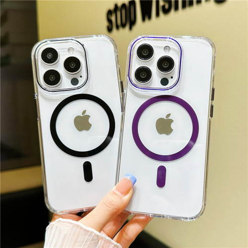 適用於iPhone17透彩磁吸手機殼MagSafe蘋果13/16硬殼防摔pc殼
