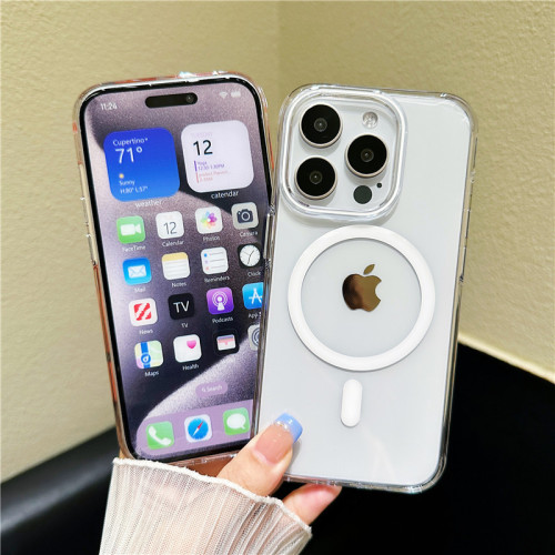 適用於iPhone17透彩磁吸手機殼MagSafe蘋果13/16硬殼防摔pc殼